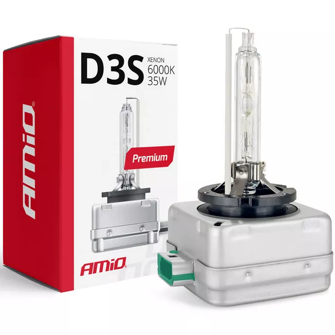 AMiO D3S Xenon Premium 6000K - opakowanie i żarnik