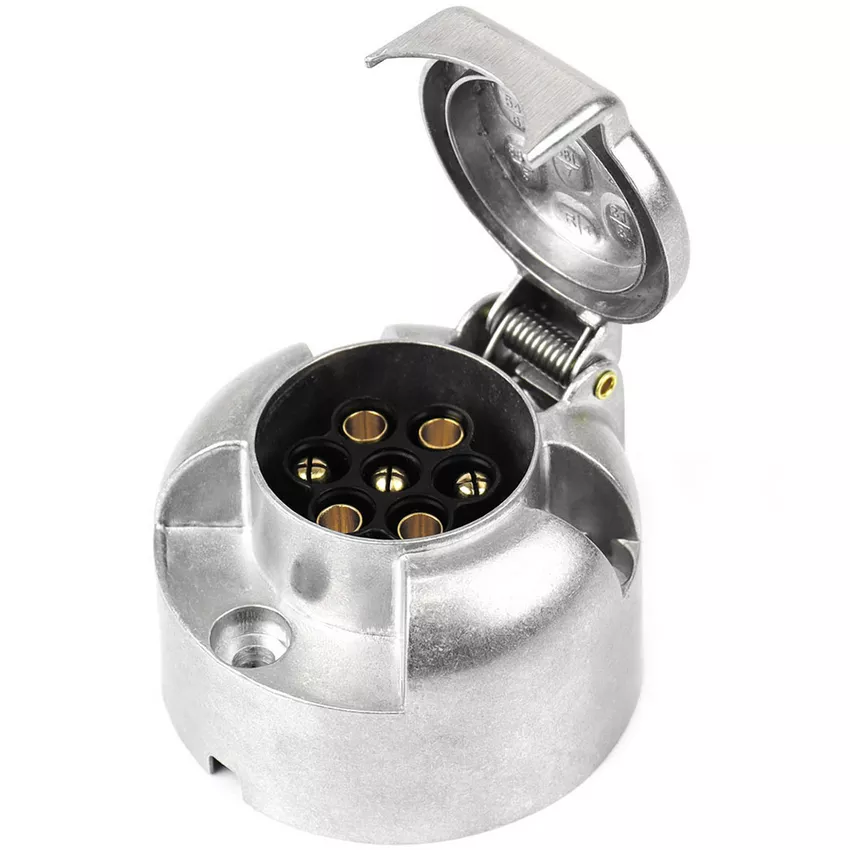 Gniazdo przyczepy 7-biegunowe aluminiowe - widok wejścia