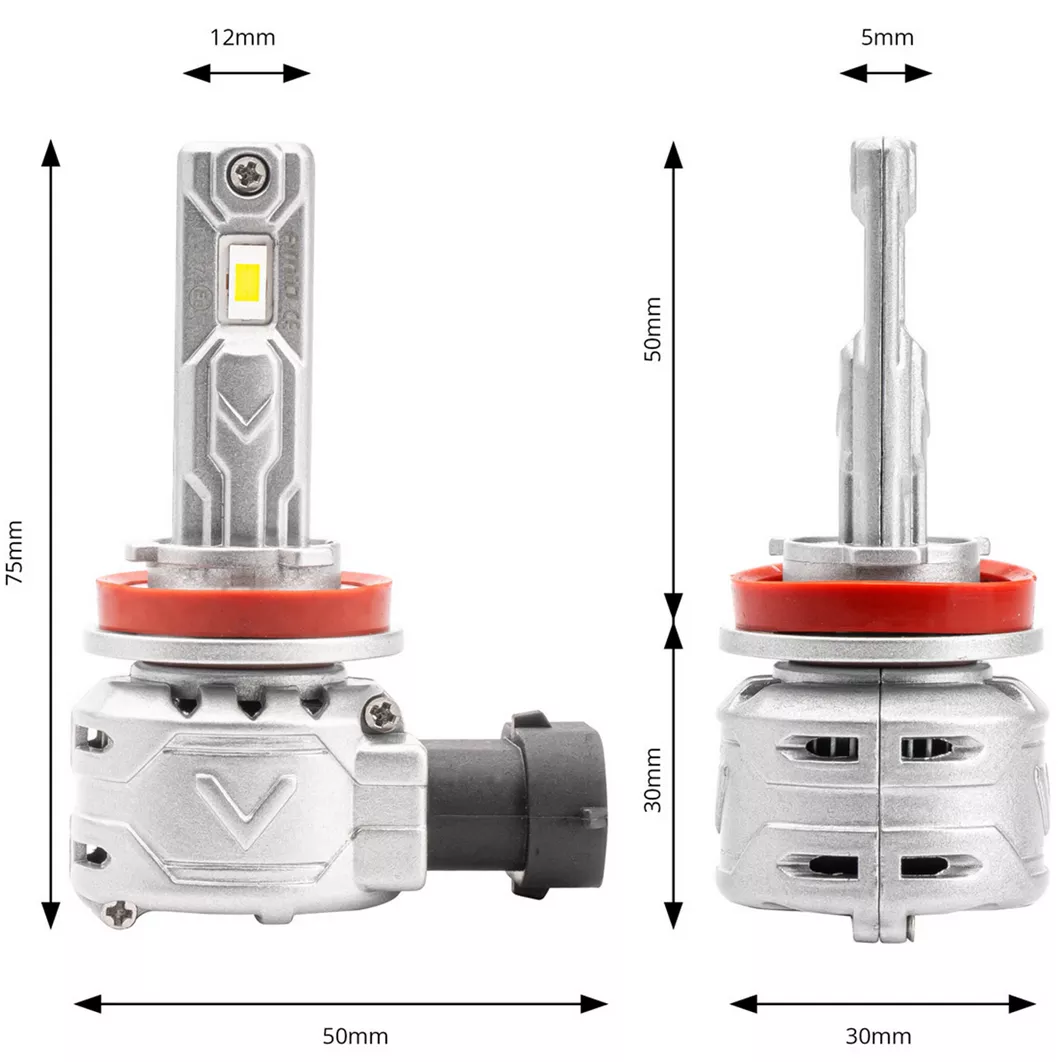 AMiO LED H8/H9/H11 X2 6500K — wymiary