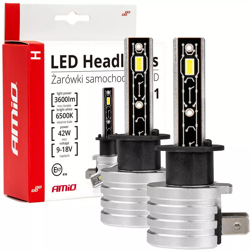 AMiO LED H1 H-MINI 6500K – komplet dwóch kompaktowych żarówek