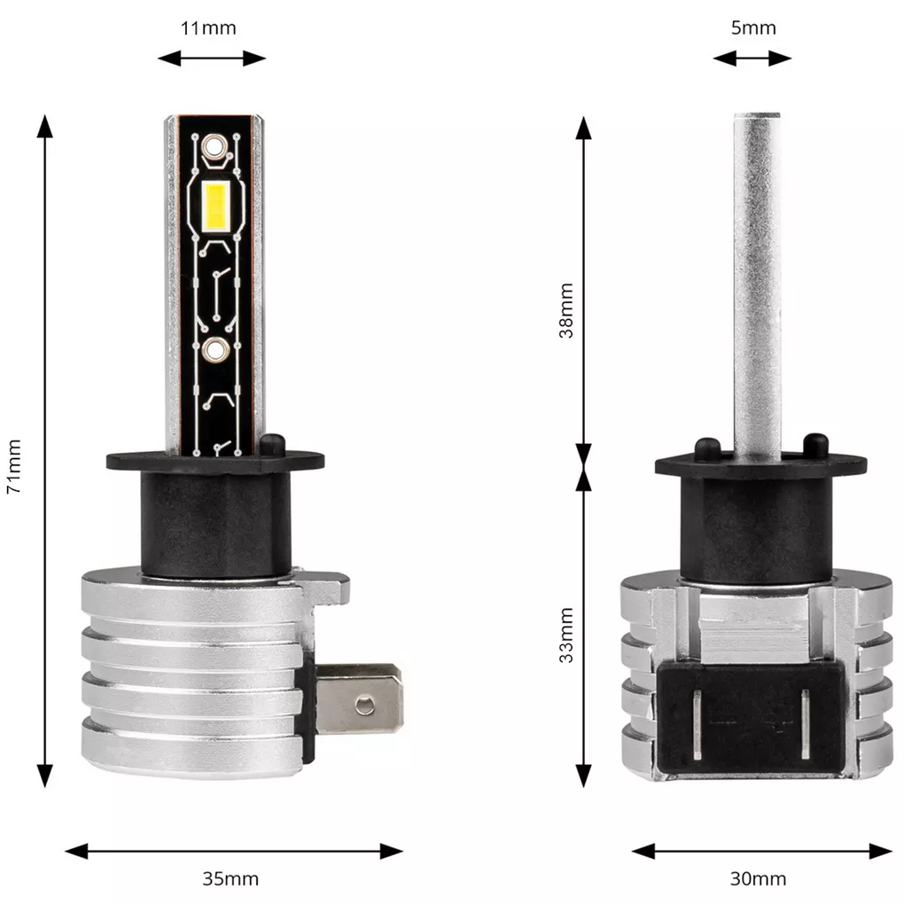 AMiO LED H1 H-MINI – wymiary i kształt trzonka P14.5s