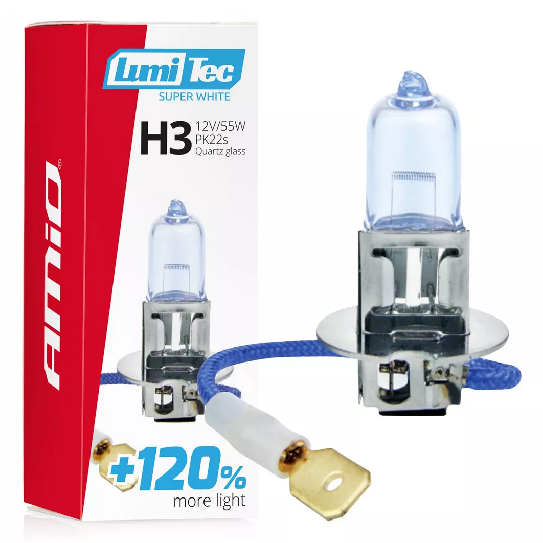LumiTec H3 Super White +120% — zdjęcie żarówki z opakowaniem