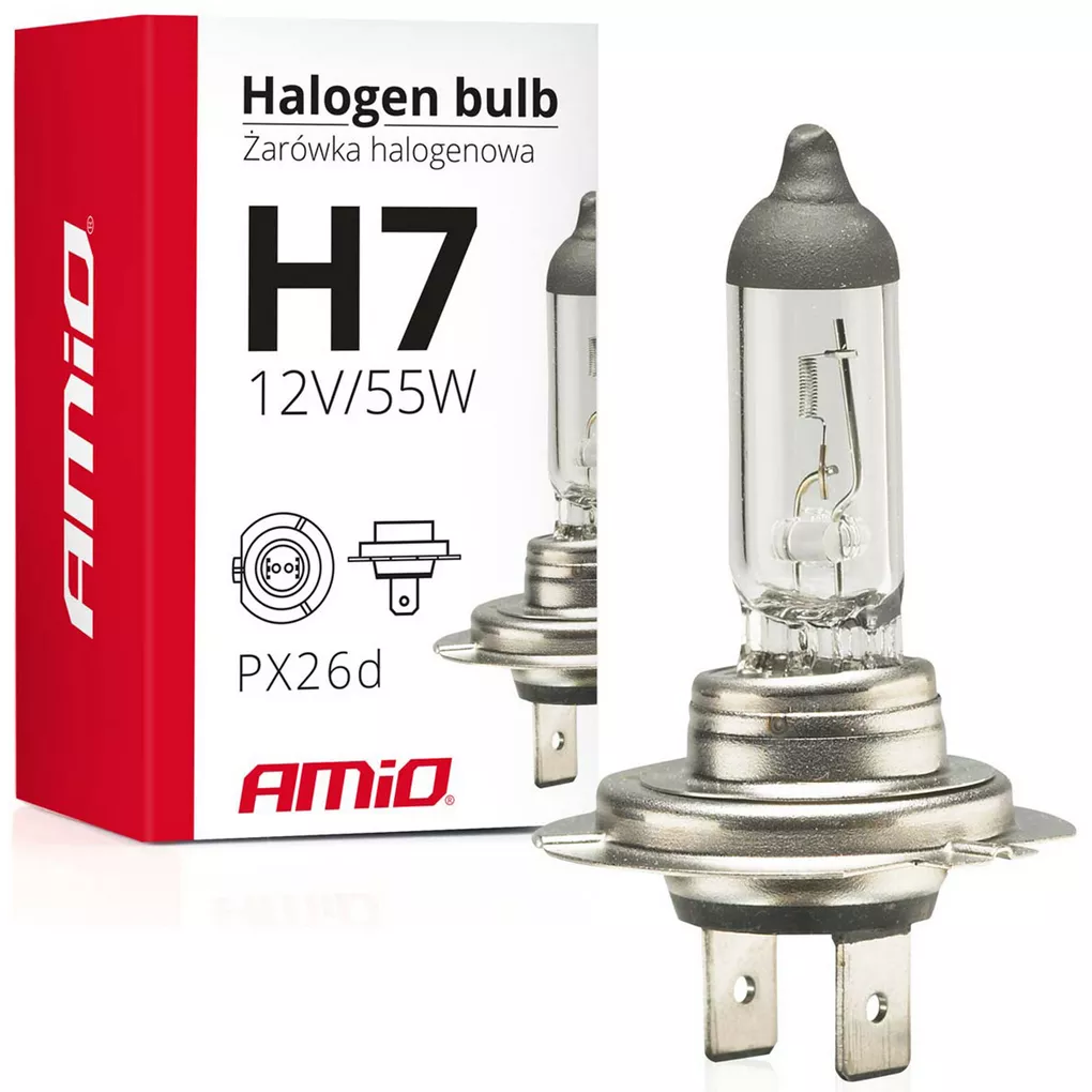Żarówka halogenowa AMiO H7 CLEAR - opakowanie z żarówką