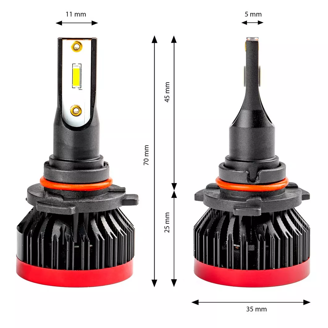 Żarówki LED HB3 (9005) AMiO – wymiary