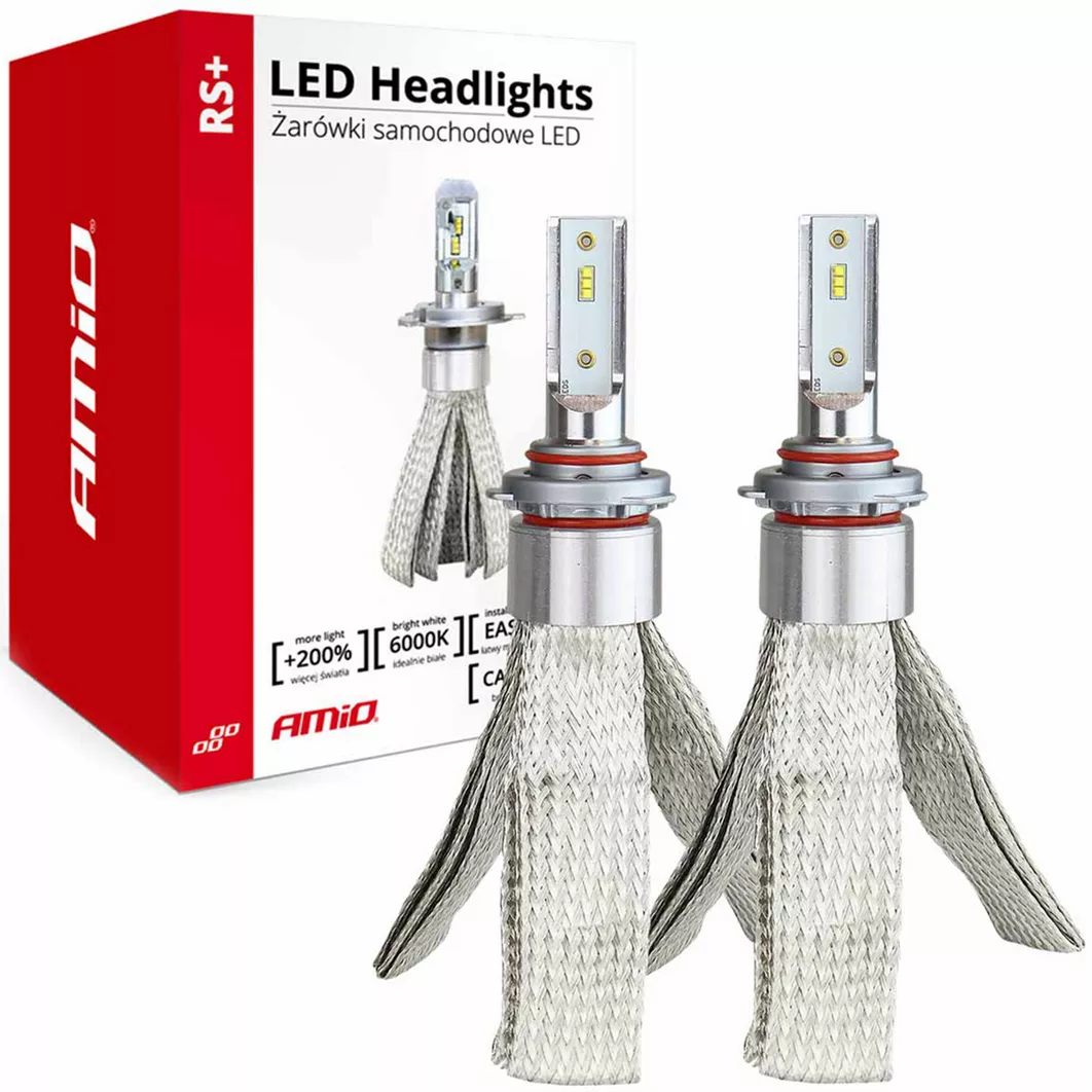 AMiO HB3 9005 LED RS+ 6000K - żarówki z opakowaniem
