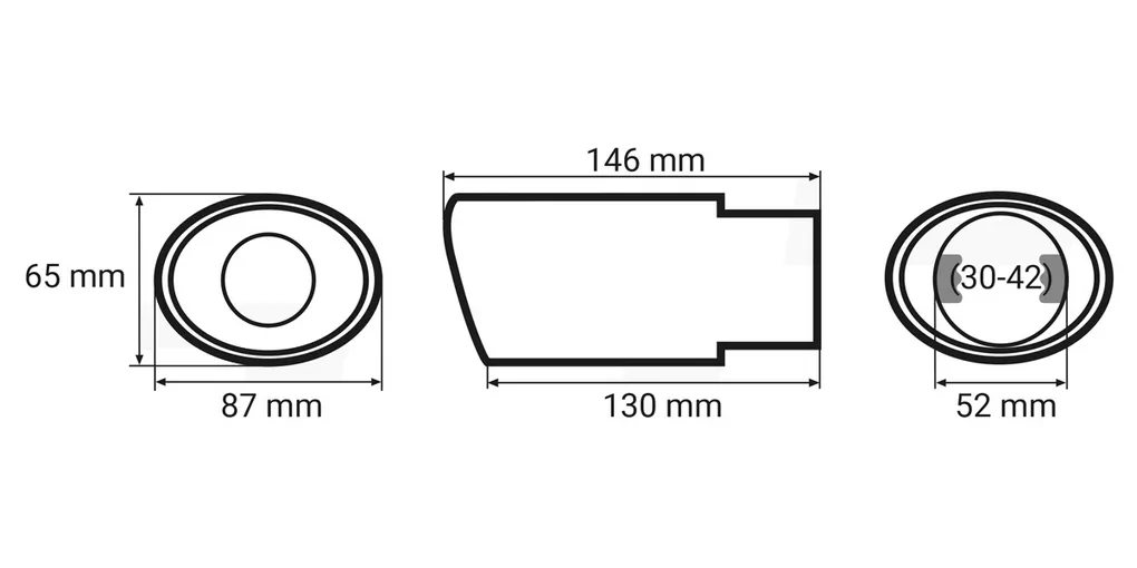 Końcówka tłumika - wymiary