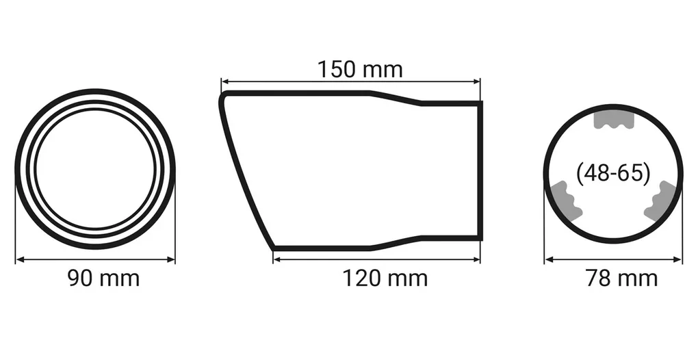 Końcówka tłumika - wymiary
