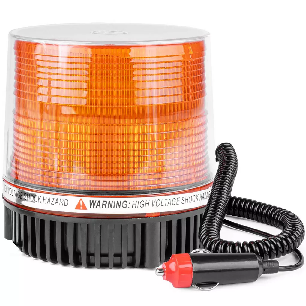 Stroboskopowa lampa ostrzegawcza LED — pomarańczowy kogut na magnes 24V