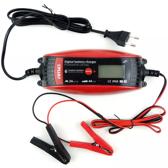 Prostownik AMiO - okablowanie z uchwytami