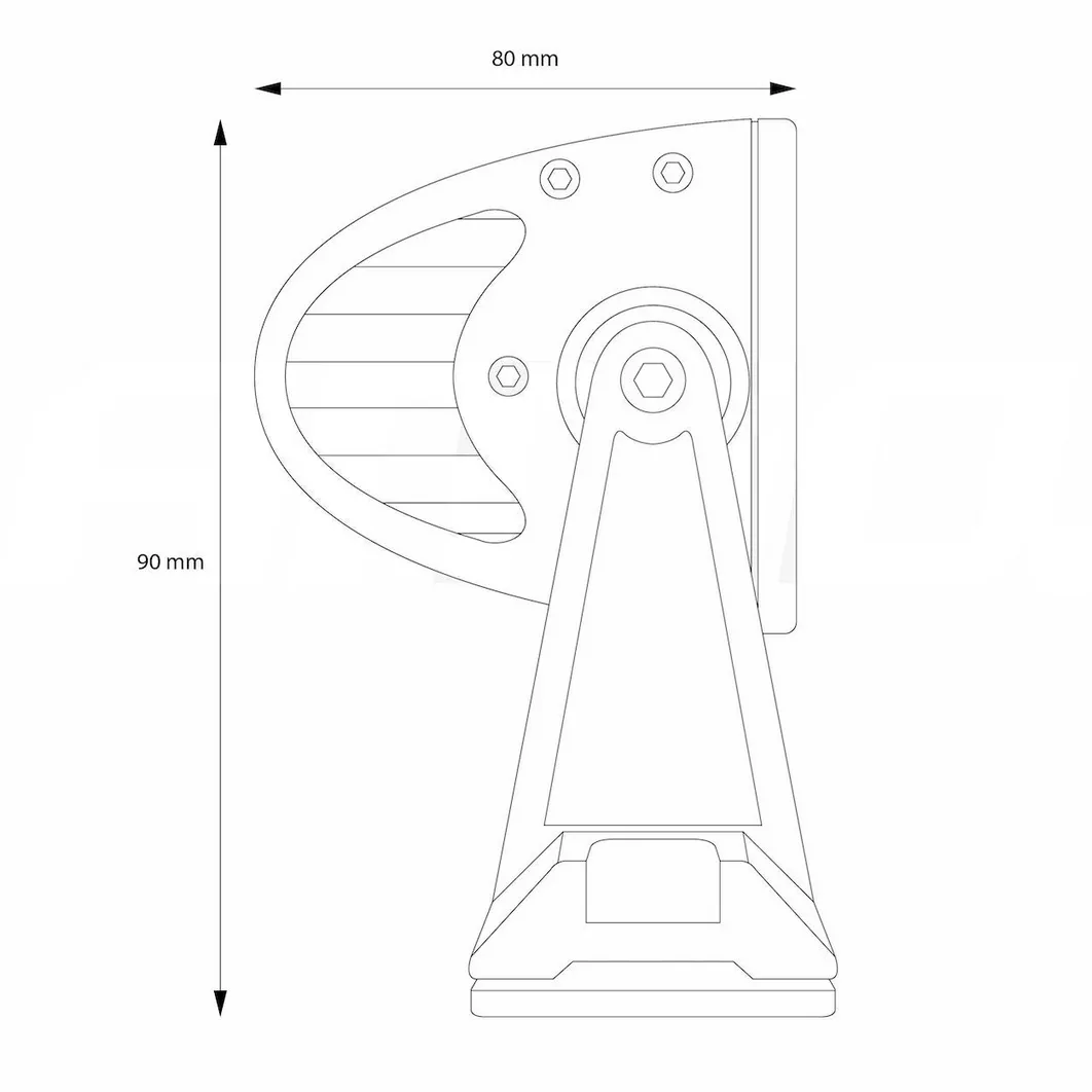 Lampa robocza 80 LED - wysokość na schemacie