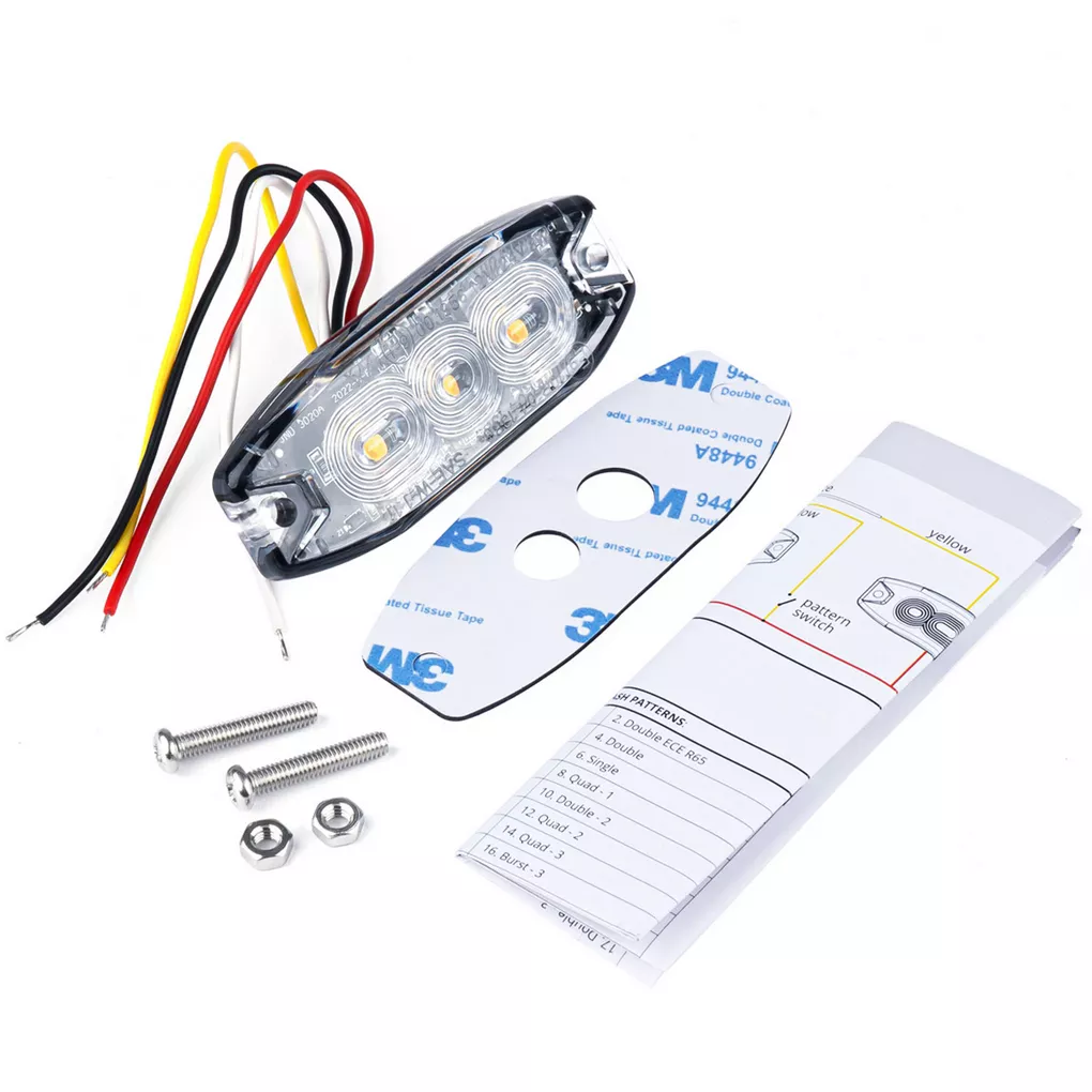 Lampa błyskowa płaska 3 LED — elementy w zestawie