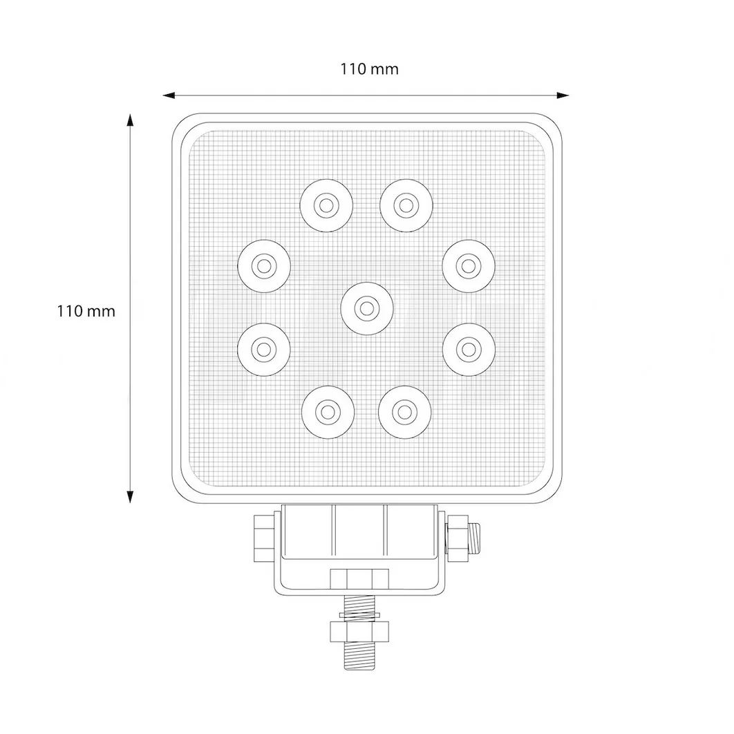 Wymiary lampy roboczej LED