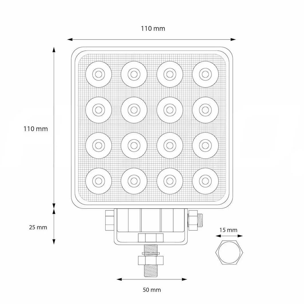 Wymiary lampy roboczej LED