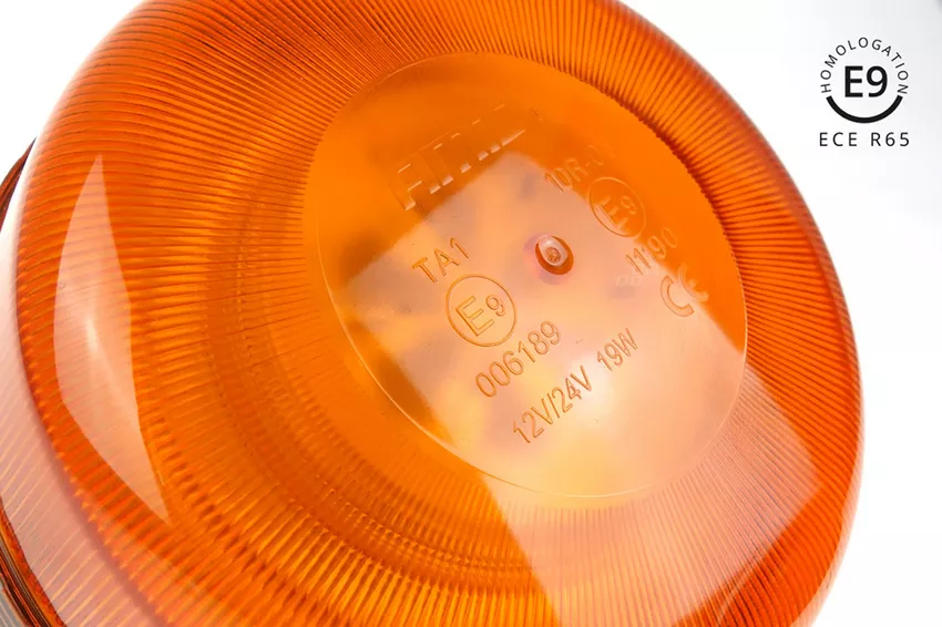 Lampa ostrzegawcza W03P - zbliżenie na klosz