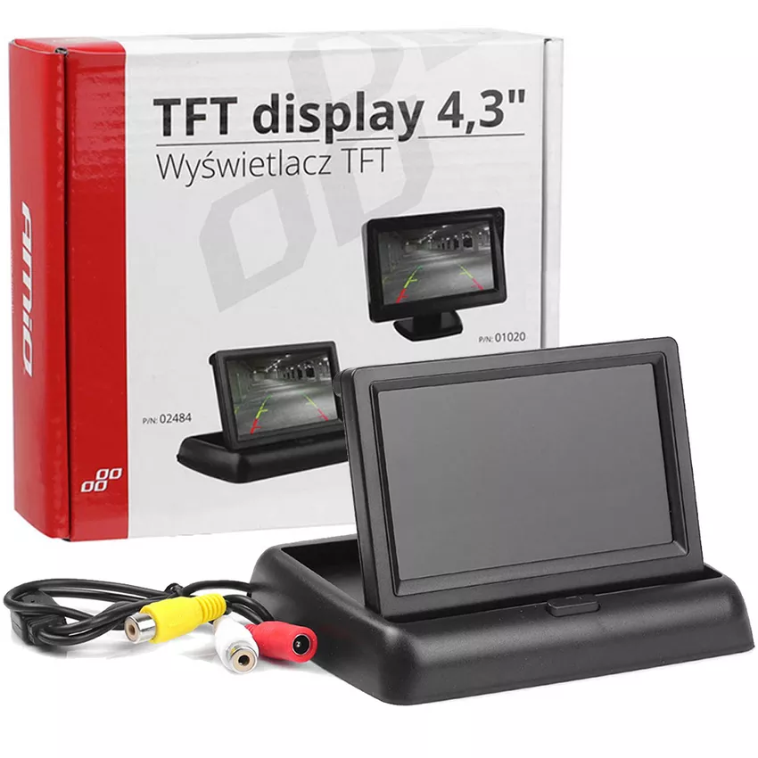 AMiO 4,3 cala monitor – widok ogólny i opakowanie