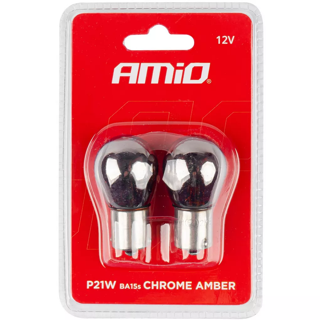 Żarówki P21W BA15s chrom — opakowanie