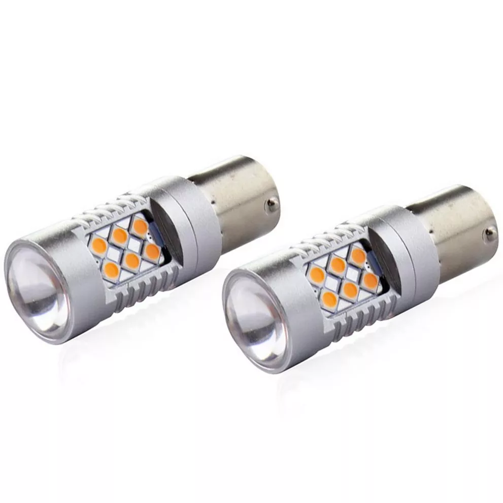 AMiO PY21W LED – widok żarówki z soczewką