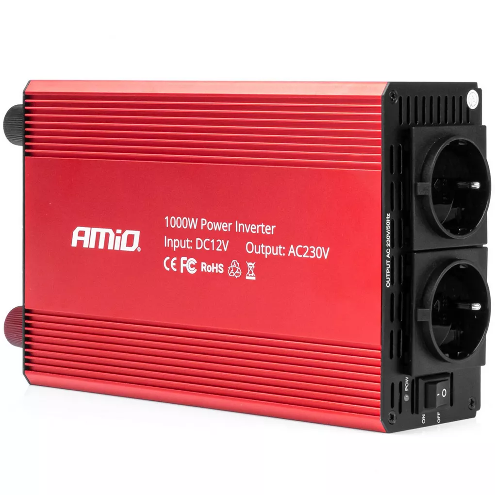 Przetwornica MT-MX1000 12V→230V 1000W/2000W – widok z boku