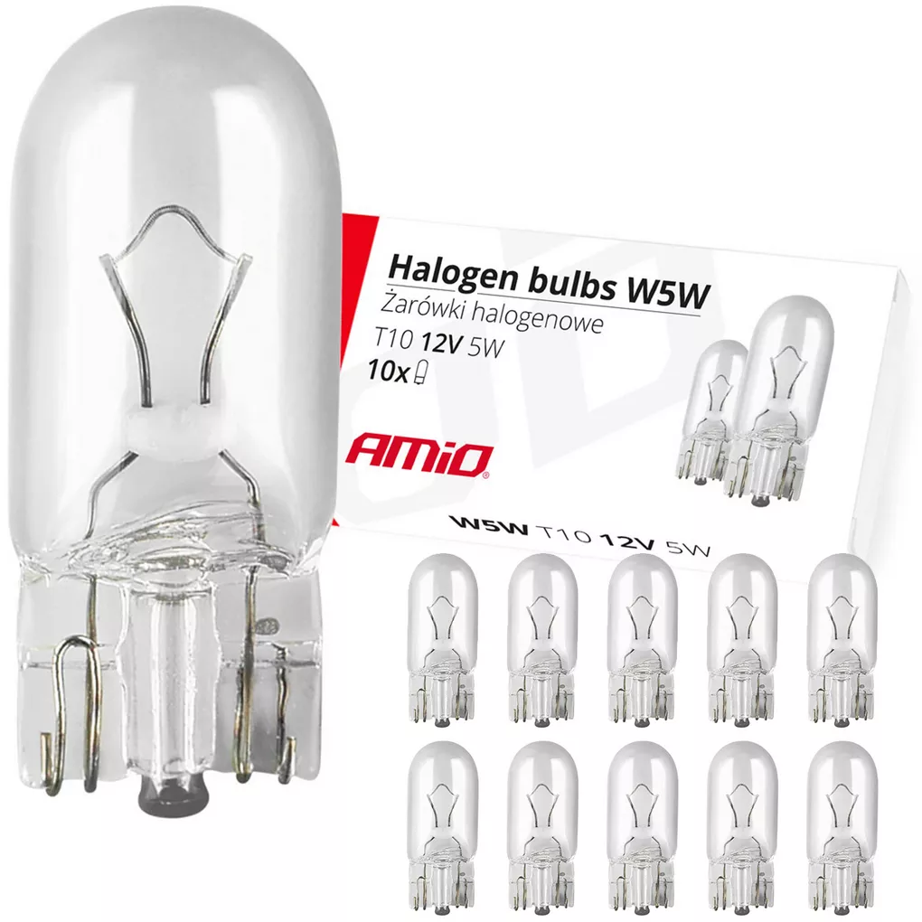 AMiO W5W T10 CLEAR - komplet 10 sztuk