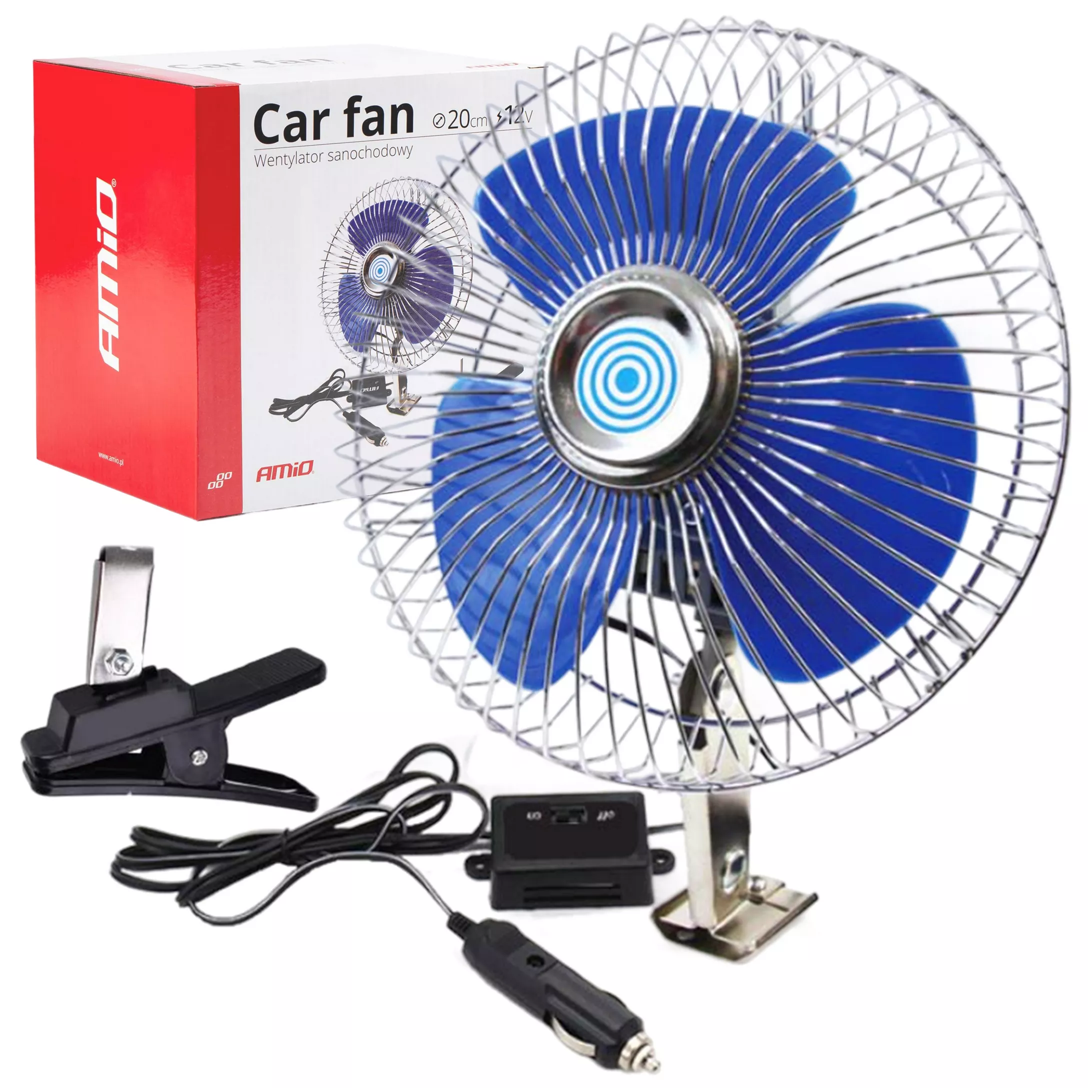 Wentylator samochodowy 12V/21W w metalowej obudowie 