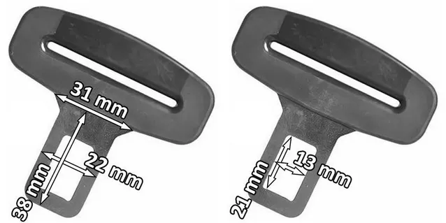 Wtyczka do pasów bezpieczeństwa - wymiary