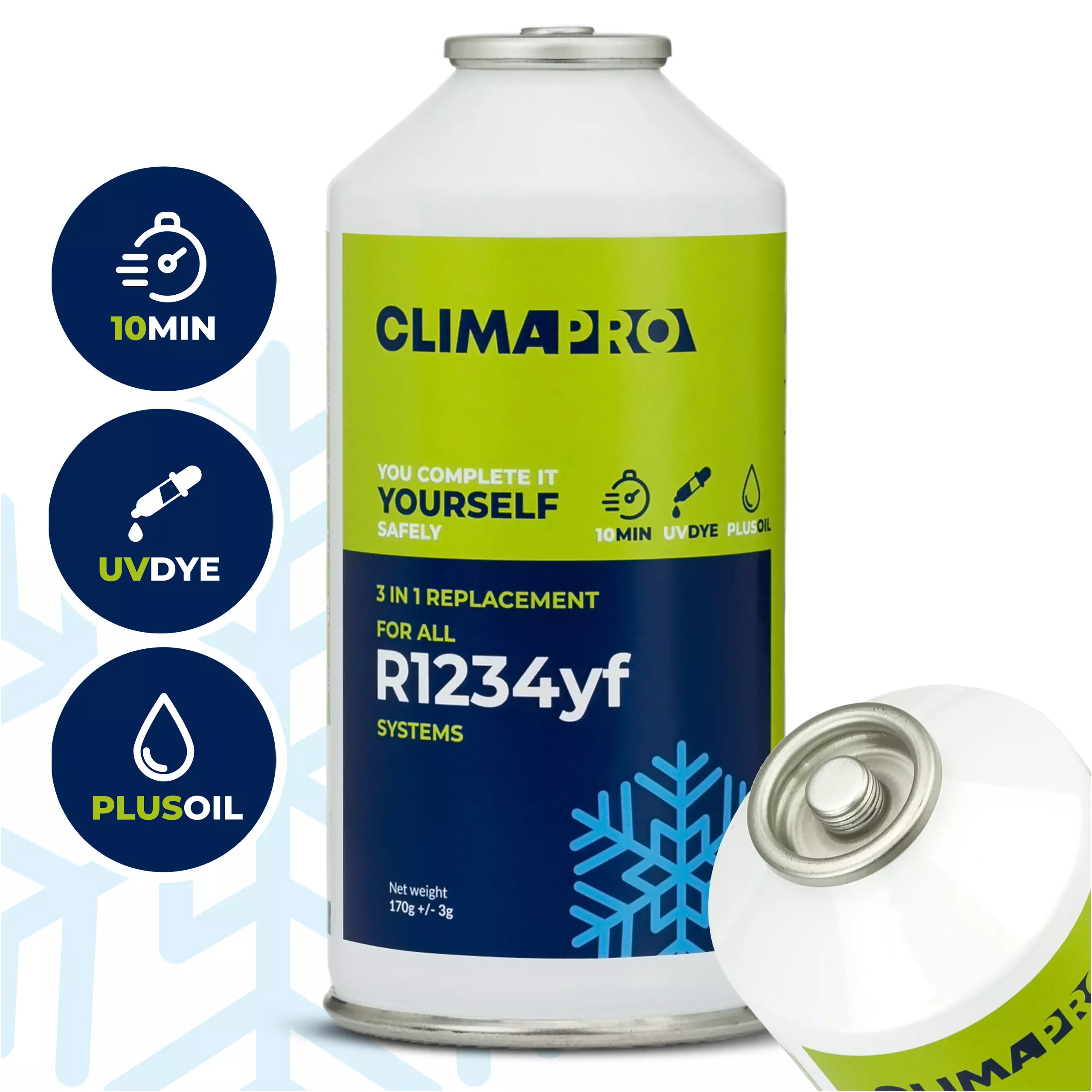 Puszka Climapro R1234yf zielony z logotypami