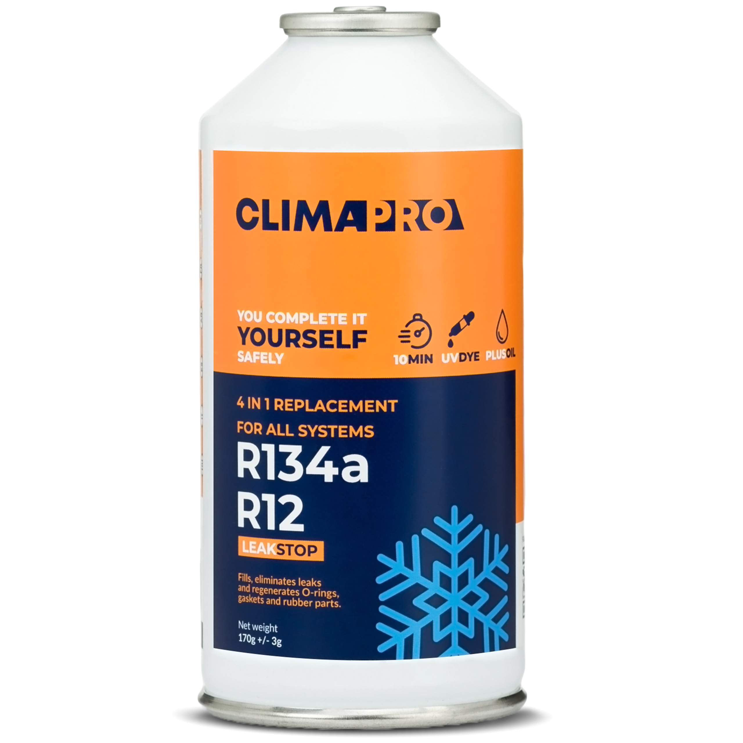 Puszka gazu Climapro R134a z uszczelniaczem 4w1 pomarańczowa