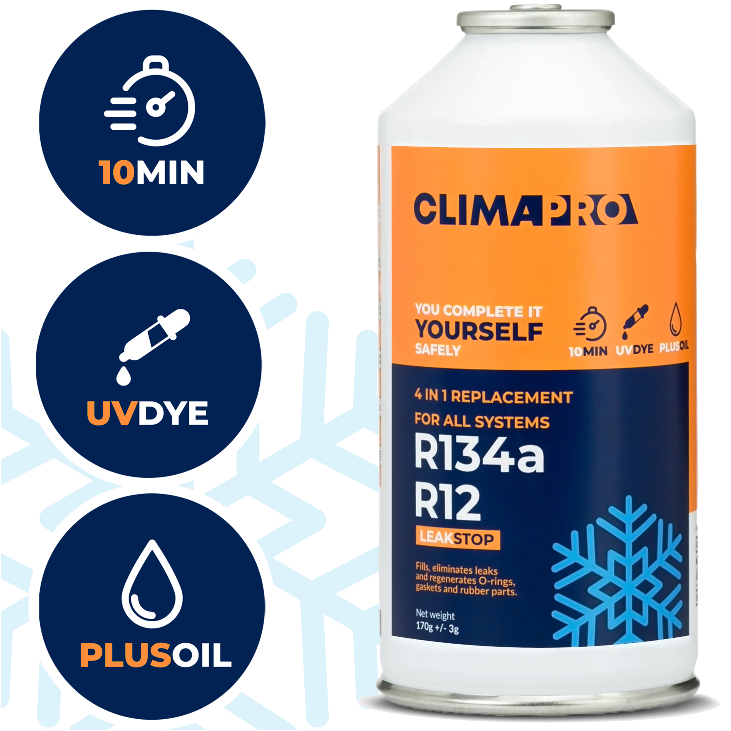 Puszka gazu Climapro 4w1 z uszczelniaczem pomarańczowa