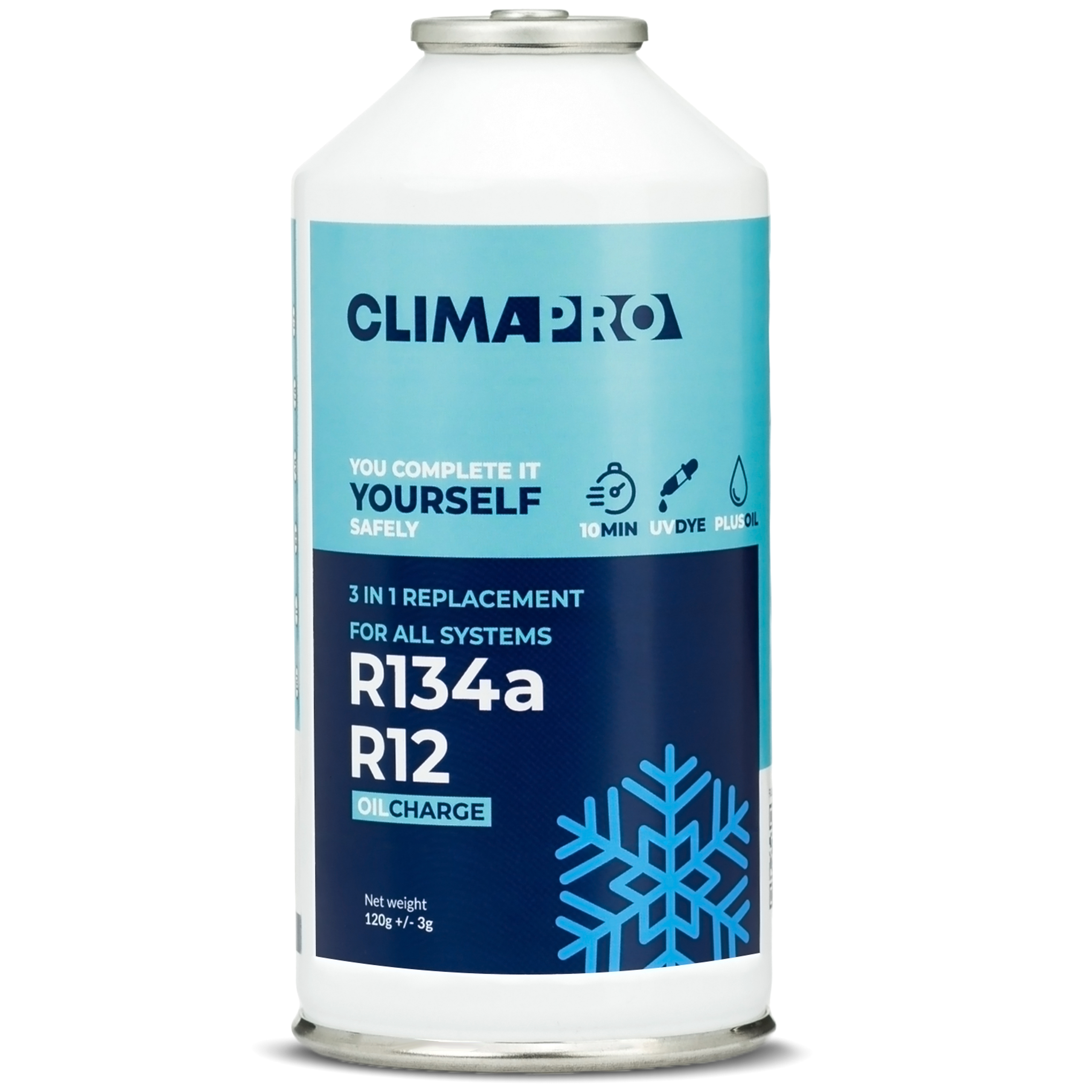 Puszka Climapro R134a R12 niebieska oilcharge bez logotypów