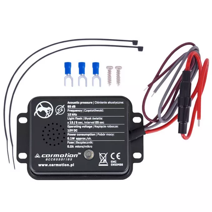 Samochodowy odstraszacz gryzoni 12V z lampą LED - z przewodami