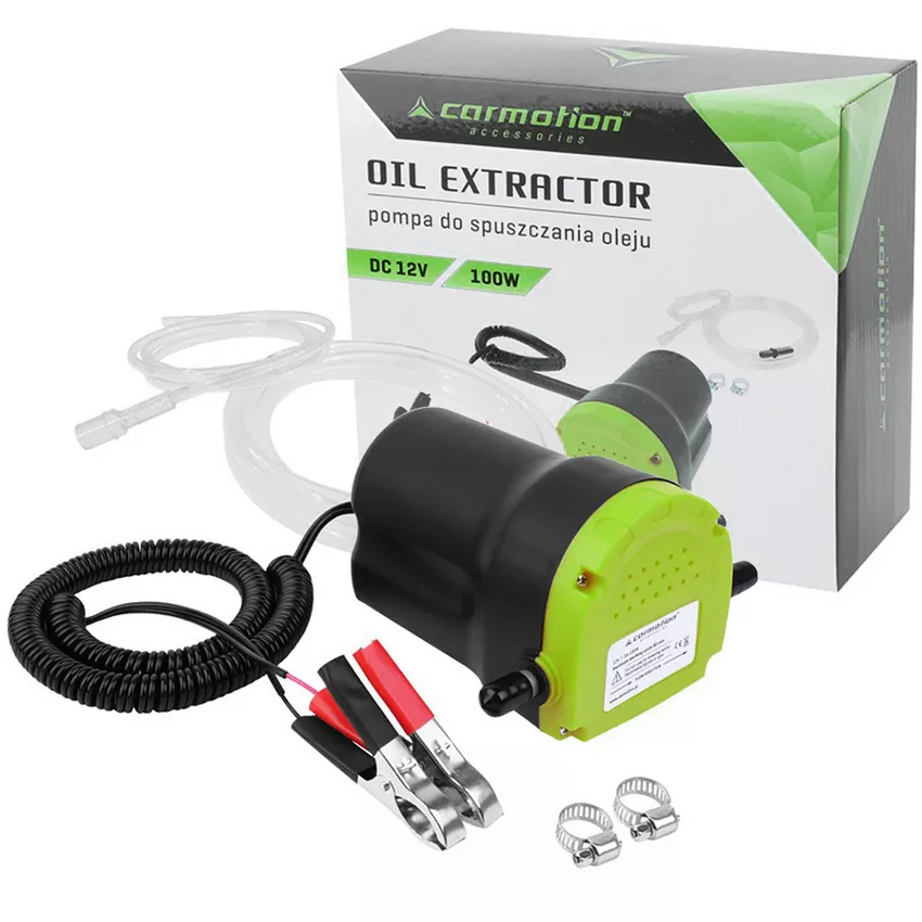 Elektryczna pompa do spuszczania oleju 12V 100W — zestaw i opakowanie