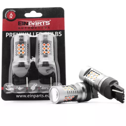 EinParts W21W CANBUS LED czerwone — opakowanie i żarówki