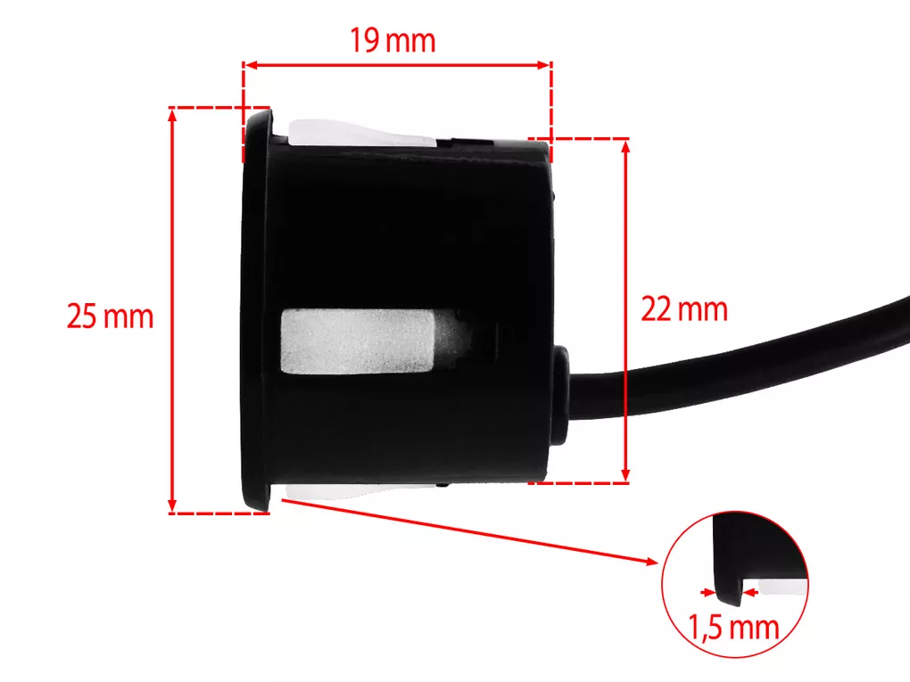 Sensor czujnika cofania Hoalte - wymiary