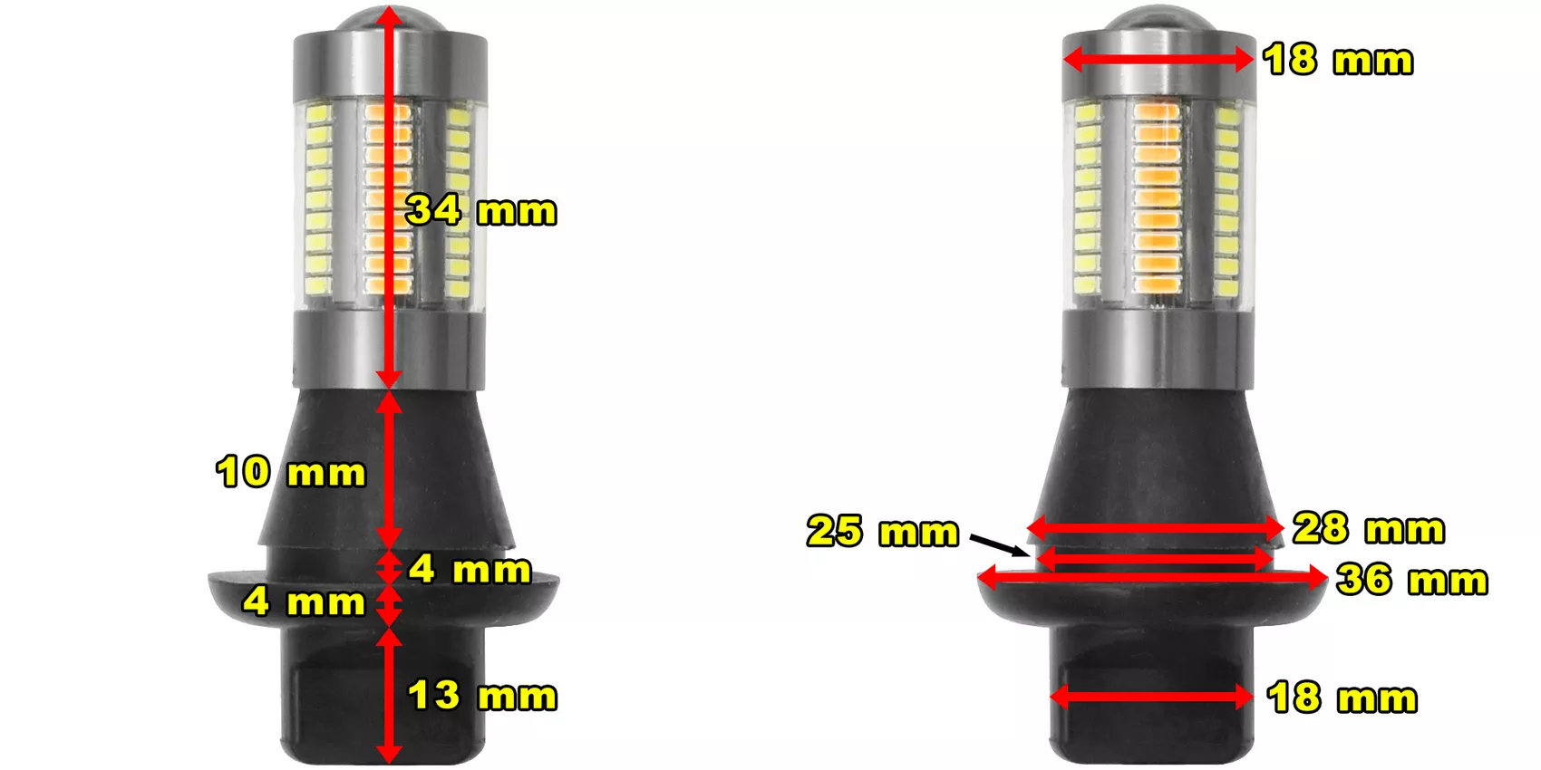 Wymiary żarówek PY21W