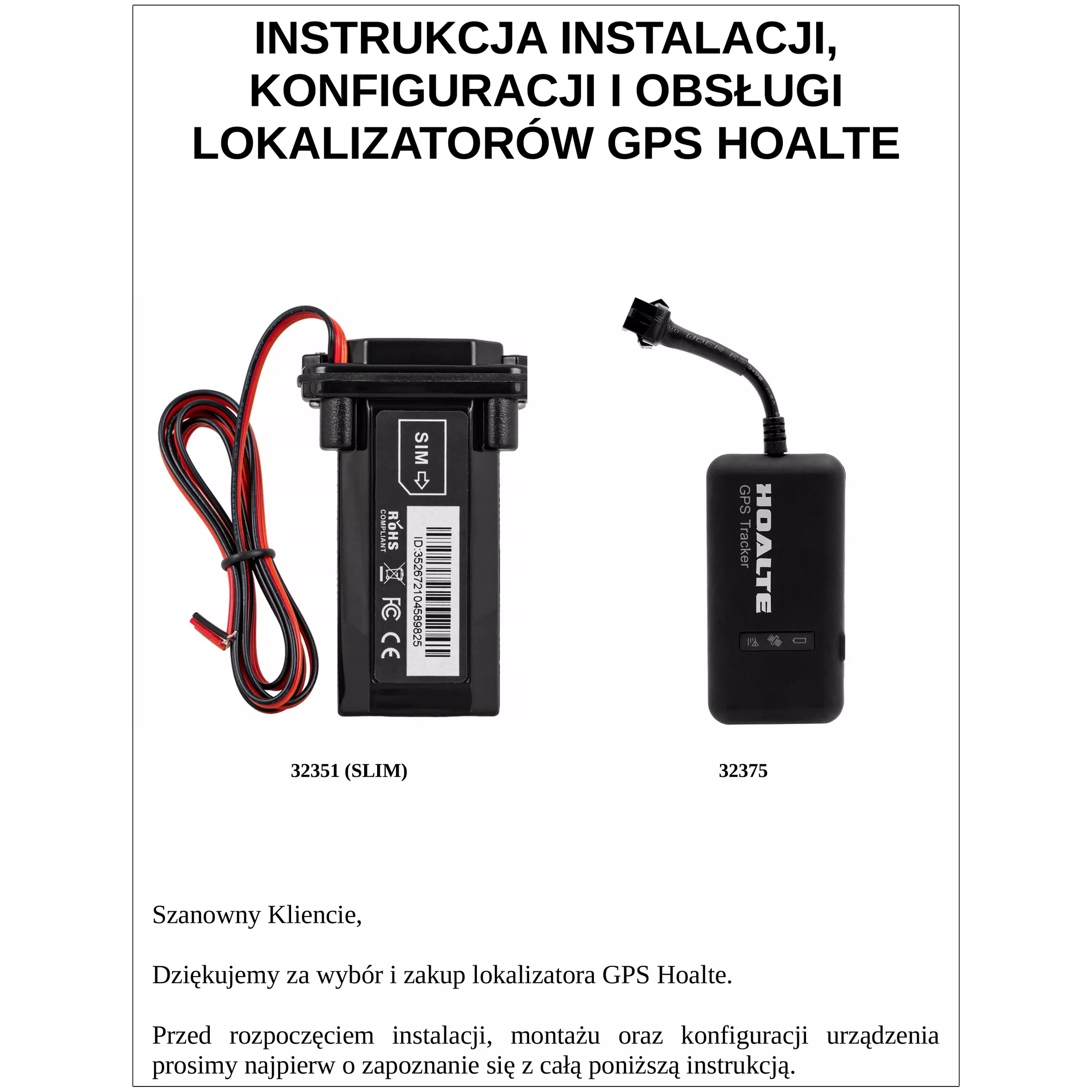 Lokalizator GPS Hoalte - instrukcja intalacji