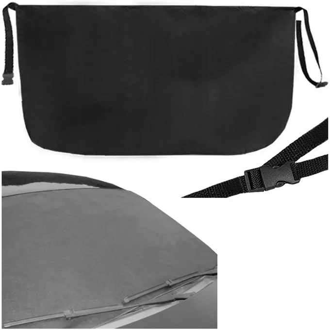 Osłona na przednią szybę 157x88 cm z paskiem ściągającym – widok produktu na szybie