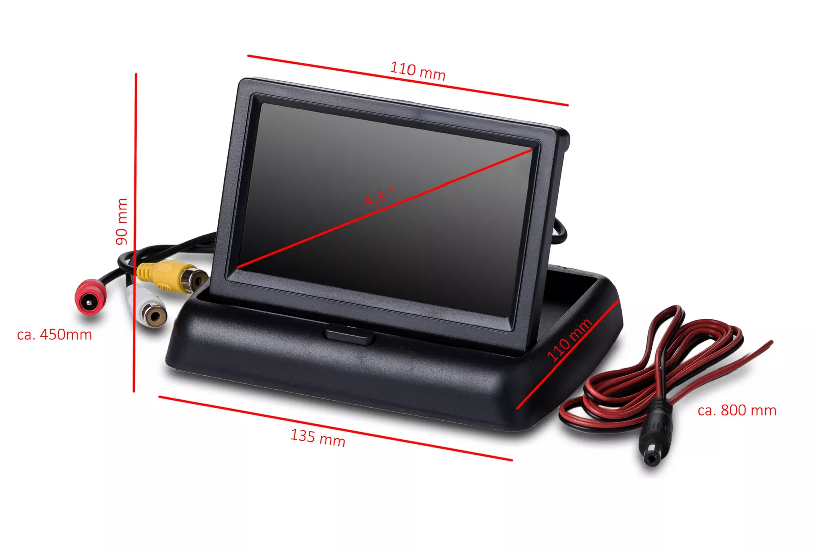 HOALTE flip-up LCD — wymiary