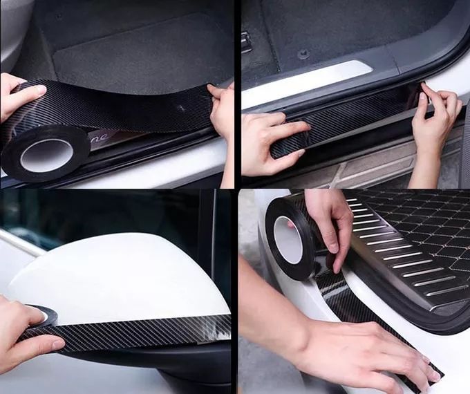 Folia Hoalte Carbon 5D - montaż na progach samochodu