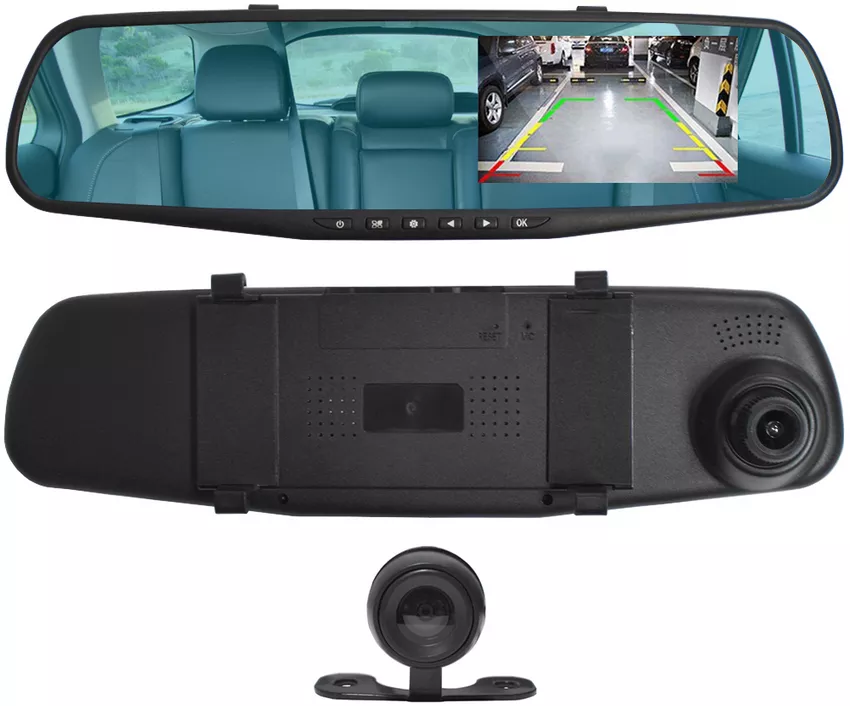 Wideorejestrator jazdy DVR Hoalte w lusterku 4,3" z kamerą cofania - zastosowanie w pojeździe