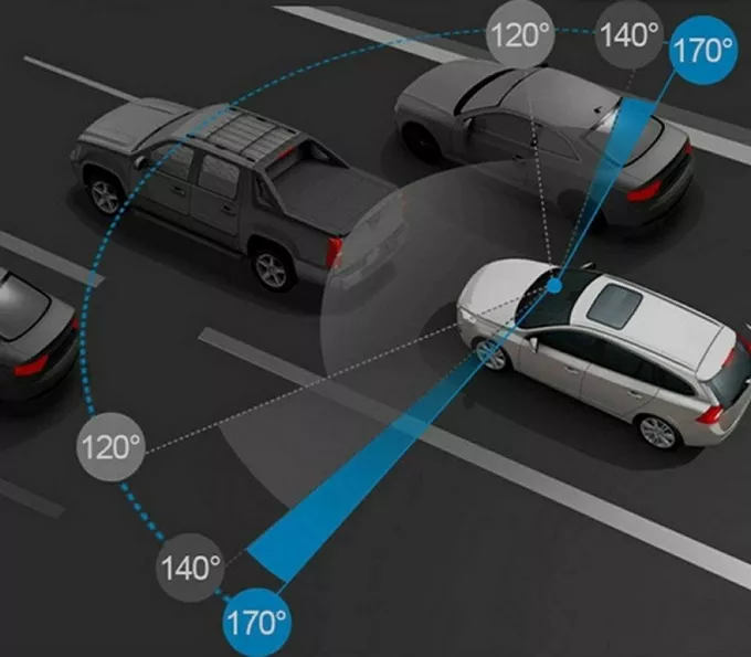 Wideorejestrator jazdy DVR Hoalte w lusterku 4,3" z kamerą cofania - zasięg nagrywania