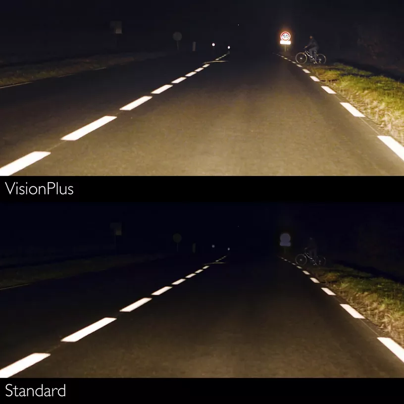 Philips H7 Vision Plus +60% - widok nocą