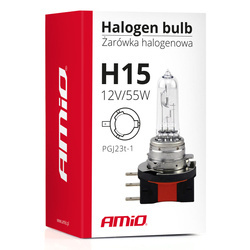 Żarówka halogenowa AMiO H15 12V 15/55W PGJ23t-1