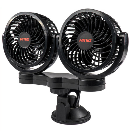 Wentylator do samochodu podwójny z przyssawką AMiO 03010 12V