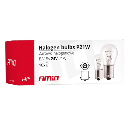 Żarówki halogenowe AMiO P21W BA15s 24V 