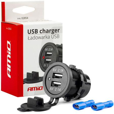 Ładowarka samochodowa AMiO USB 12/24V