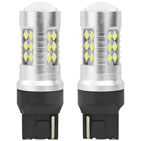 Żarówki LED AMiO W21W T20 W3x16d canbus 24 SMD 3030 12V/24V