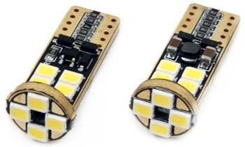 Żarówki LED AMiO W5W T10 Canbus 12V/24V 12 SMD białe