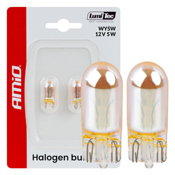 Żarówki halogenowe AMiO WY5W 12V 5W Amber Chrome komplet