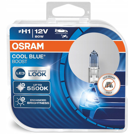 Żarówki halogenowe Osram Cool Blue Boost 5500K H1 12V 80W komplet