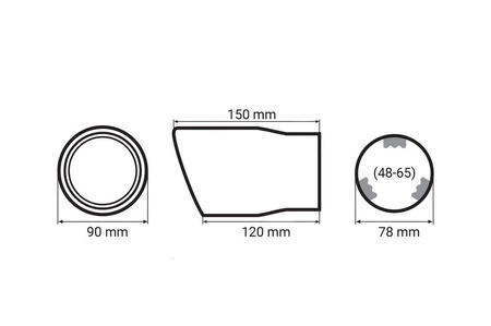 Chromowana końcówka tłumika 90mm, montaż 33-78mm